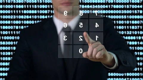 Man entering password on screen, security data base access, modern technology Stock-Footage 109187606
