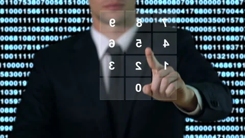 Man entering password on screen, security data base access, modern technology Stock-Footage 109190169