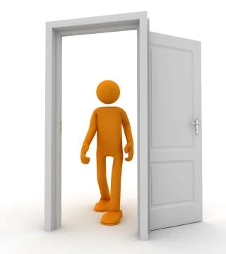 Man enters the door. Stock Illustration