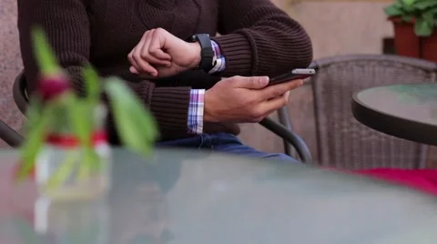 A man enters the PIN code on the payment terminal Stock Footage 63546905