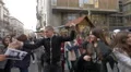 Man entertaining Justin Bieber's fans in Belgrade, Serbia 4k or 4k+ Resolution