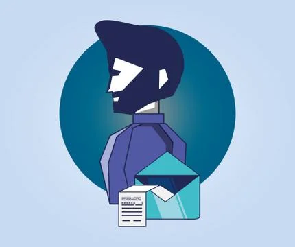 Man with envelope privacy data Illustrazione stock