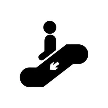 Man on escalator going down vector icon Stock Illustration
