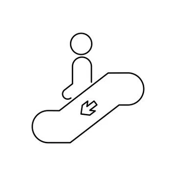 Man on escalator going down vector icon Stock Illustration