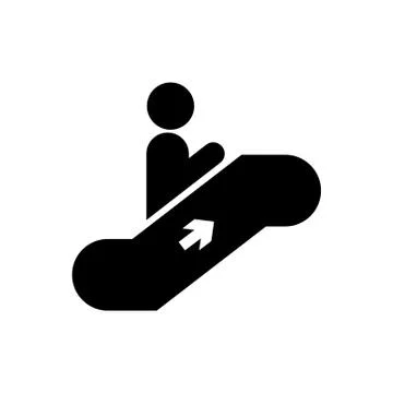 Man on escalator going up vector icon Illustrazione stock