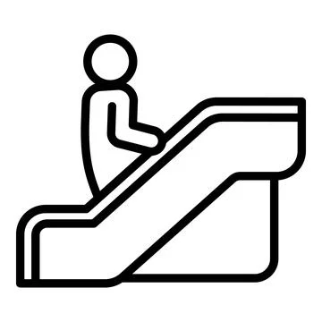 Man on escalator icon, outline style Stock Illustration