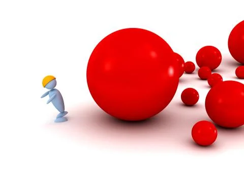 Man escapes from big problems Illustrazione stock