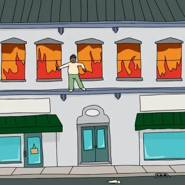 Man escaping fire Stock Illustration