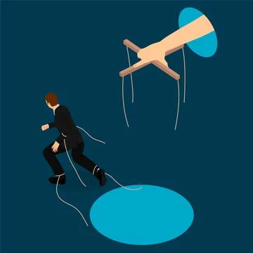 A man is escaping from manipulation. Stock Illustration