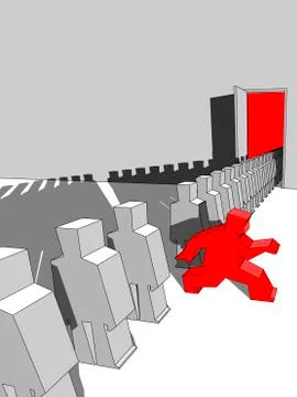 Man escaping the queue Stock Illustration