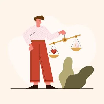 Man with ethics balance Stock Illustration