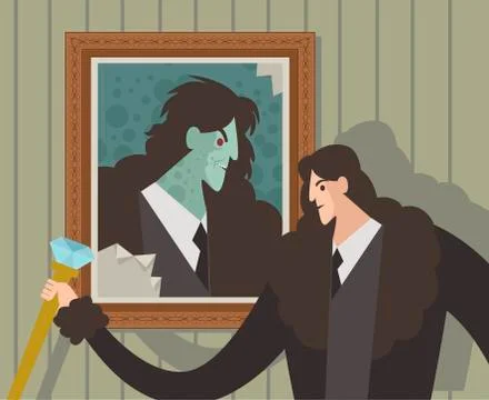 Man with evil portrait Stock-Illustration