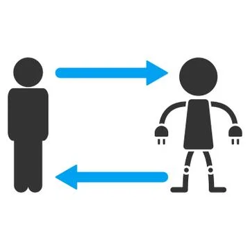 Man Exchange Robot Vector Icon Stock Illustration