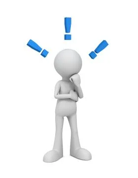 Man exclamation point concept  3d illustration Ilustração Stock