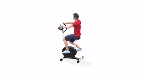 Man exercise animation bicycle red Video stock 146888537