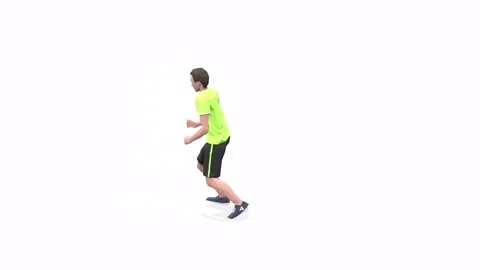 Man exercise animation board jump with shuffle back yellow Stock Footage 146888554