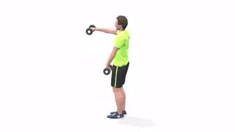 Man exercise animation forward raise yellow Video stock 146888557