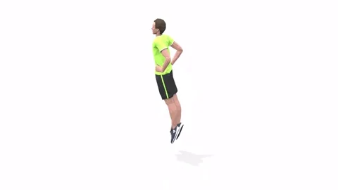 Man exercise animation  frog Jump yellow Video stock 146888558
