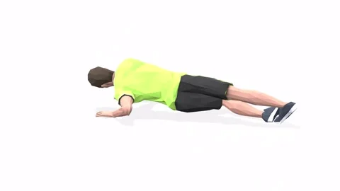 Man exercise animation Grasshopper Push Ups yellow Video stock 146888561