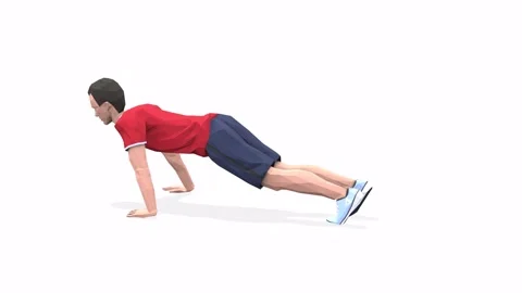 Man exercise animation Hindu Pushups red Stock Footage 146888553