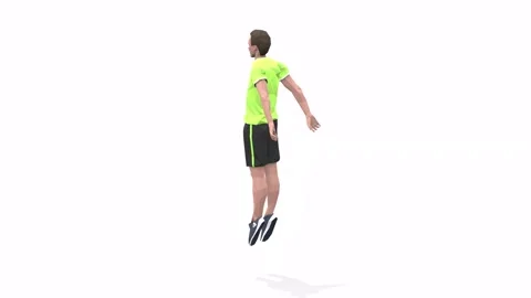Man exercise animation Jumping Squats yellow Stock Footage 146888567
