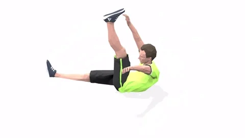 Man exercise animation opposite toe touch yellow Stock Footage 146888577