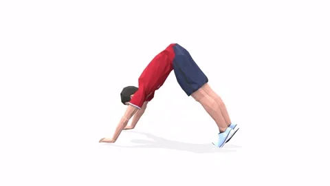 Man exercise animation pike pushups red Video stock 146888486