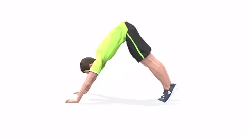 Man exercise animation pike pushups yellow Stock Footage 146888575