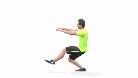 Man exercise animation pistol pushups yellow Video stock 146888576