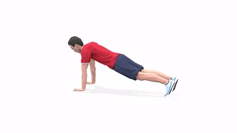 Man exercise animation Plank INs red Video stock 146888498
