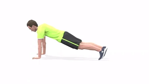 Man exercise animation plank ins yellow Video stock 146888581