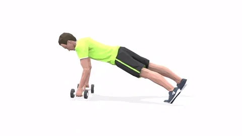 Man exercise animation plankrow yellow Video stock 146888590
