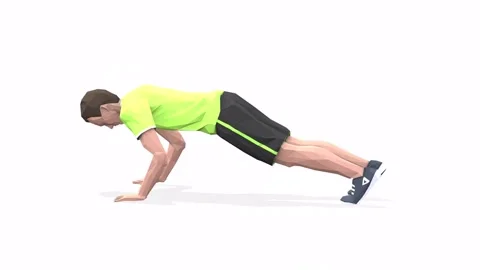 Man exercise animation rock climber-pushups yellow Stock Footage 146888594