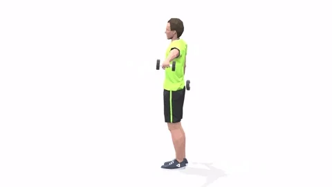 Man exercise animation shoulder raise yellow Stock Footage 146888597