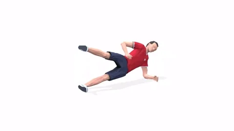 Man exercise animation Side Plank With Leg Raise red Stock-Footage 146888523