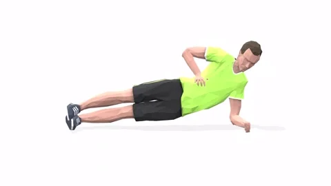 Man exercise animation side plank up down yellow Stock Footage 146888605
