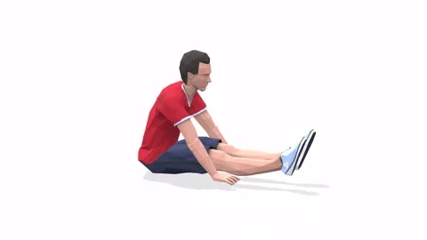 Man exercise animation sitting leg raises red Stock Footage 146888534