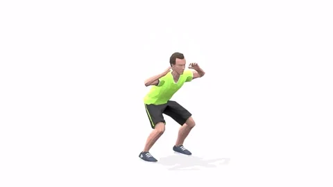 Man exercise animation squat cross elbow yellow Stock Footage 146888620