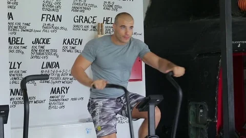 Man exercise on bike Stock-Footage 83512787