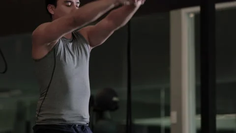 Man exercise with kettlebell Stock Footage 181331704