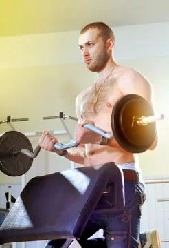 Man in exercise room Stock Photos