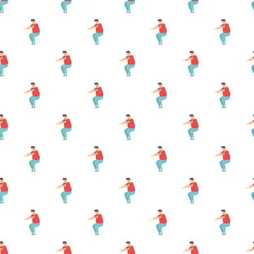 Man exercising and doing squats seamless pattern Stock Illustration