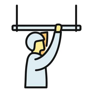 Man exercising doing pull ups on horizontal bar Stock Illustration