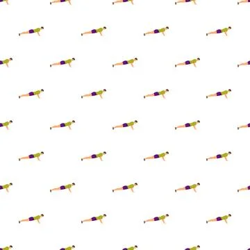 Man exercising doing push ups seamless pattern Stock Illustration