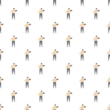 Man exercising with dumbbell seamless pattern Stock Illustration