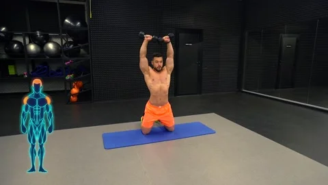 Man exercising with dumbbells in the gym Stock Footage 211651718