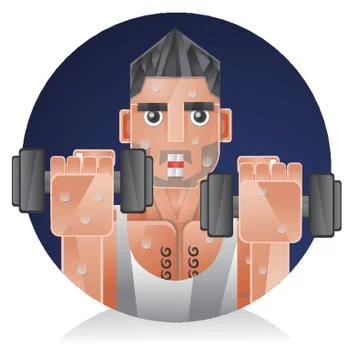 Man Exercising With Dumbbells Stock Illustration