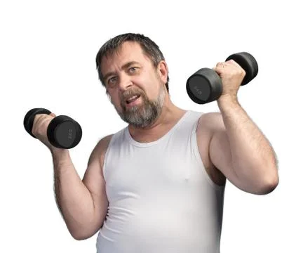 Man exercising with dumbbells Stock Photos
