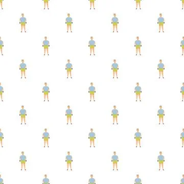 Man exercising with dumbbells repeated seamless pattern Stock Illustration