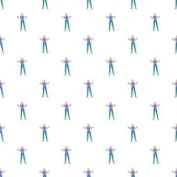 Man exercising with dumbbells seamless pattern background Stock Illustration